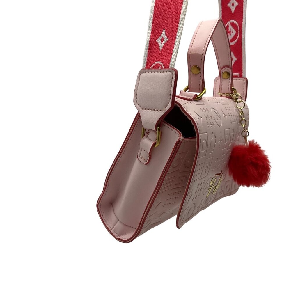 FAO Schwarz girl Glamour Go Designer Purse Embossed Logo print & bag charm - Picture 5 of 16